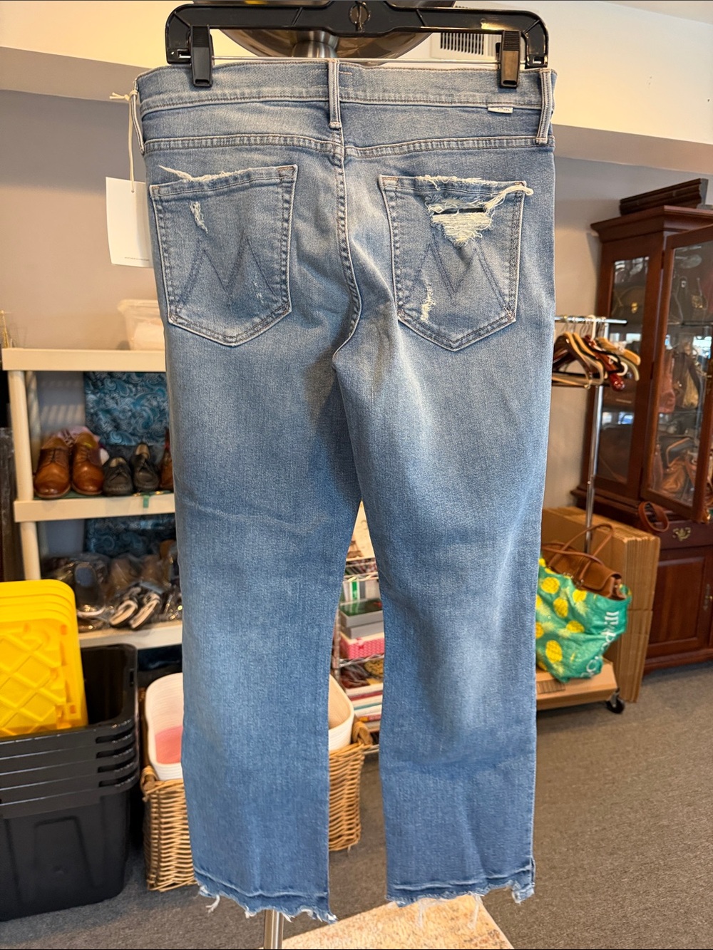 MOTHER Light Blue Distressed Ankle Crop Jeans NWT rascal ankle plisez 30 - Picture 2 of 9